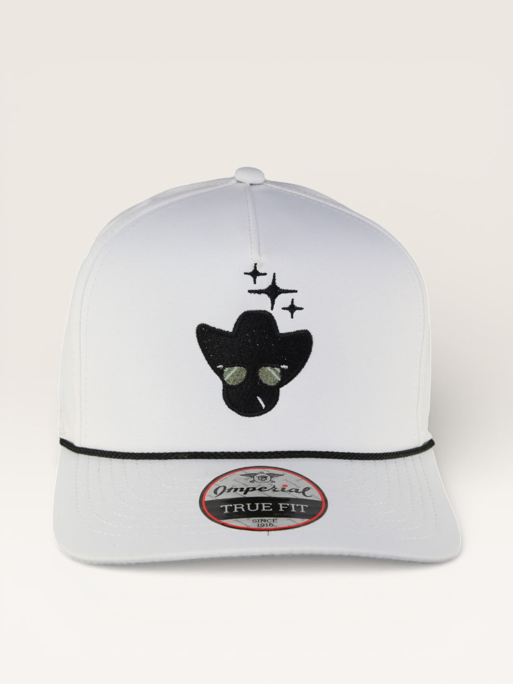 White Cap With Black Icon