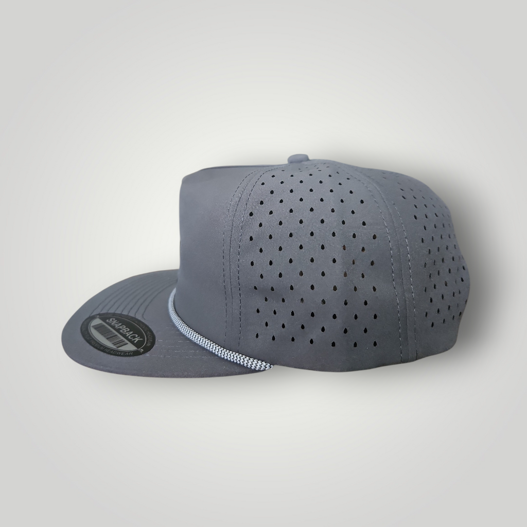 Gunmetal Grey Big Reach Water Resistant Flat Bill Perforated Rope Hat