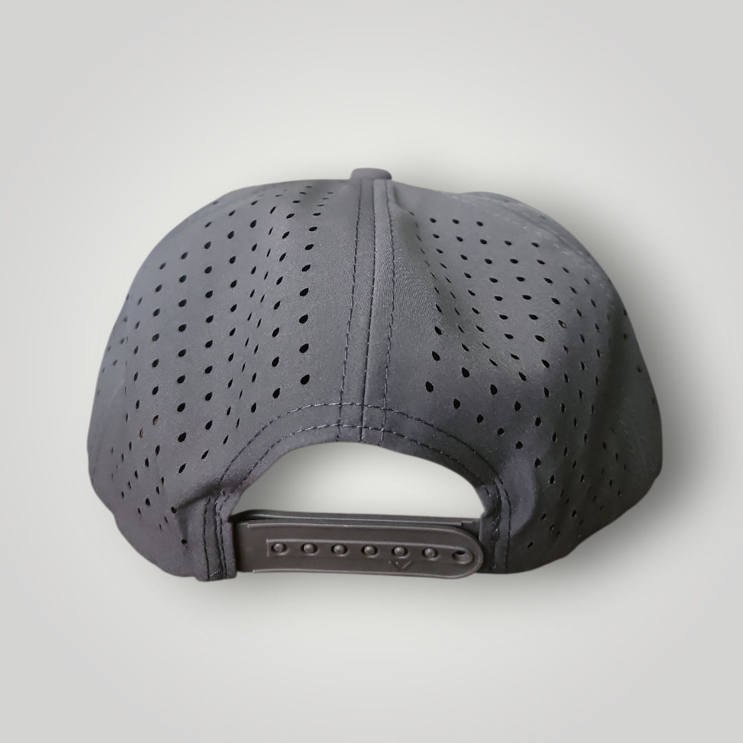 Gunmetal Grey Big Reach Water Resistant Flat Bill Perforated Rope Hat