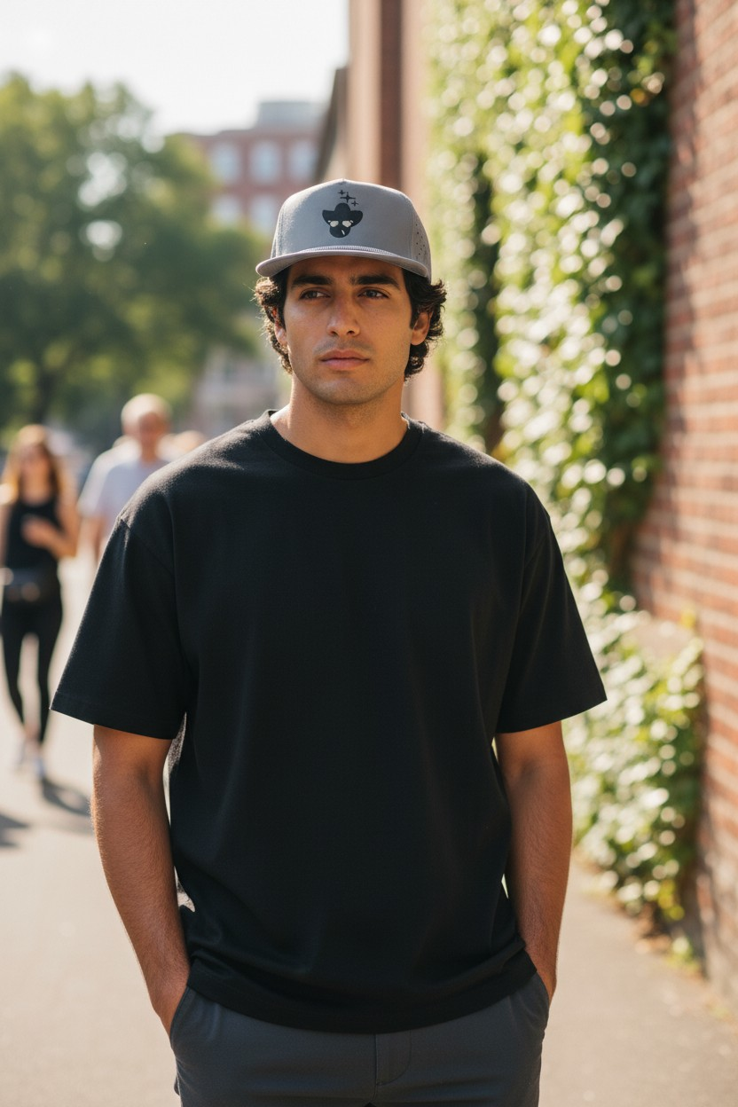 Gunmetal Grey Big Reach Water Resistant Flat Bill Perforated Rope Hat