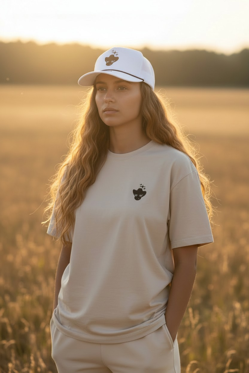 White Cap With Black Icon