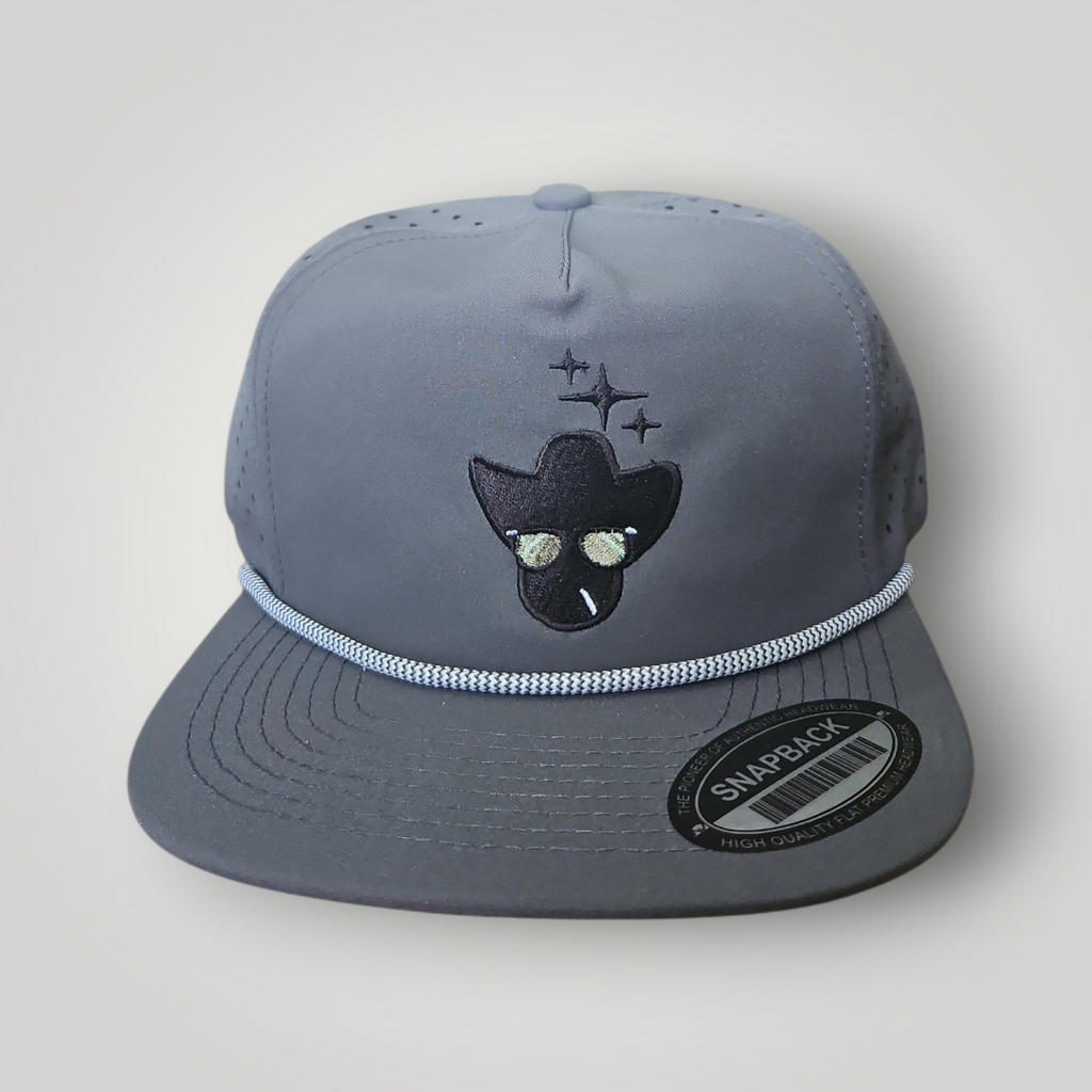 Gunmetal Grey Big Reach Water Resistant Flat Bill Perforated Rope Hat