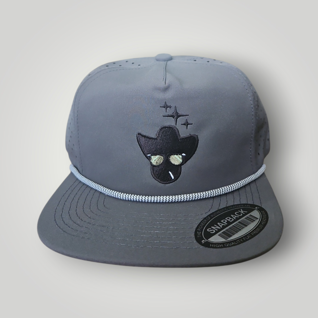 Gunmetal Grey Big Reach Water Resistant Flat Bill Perforated Rope Hat